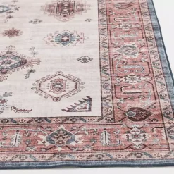 Clearance Kirklands Home Raquel Red and Ivory Washable Area Rug, 7x9