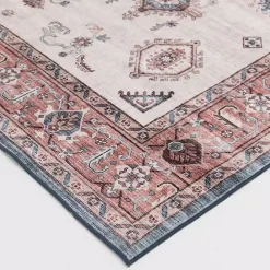 Clearance Kirklands Home Raquel Red and Ivory Washable Area Rug, 7x9