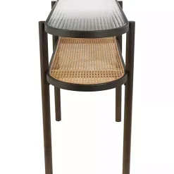 Clearance Kirklands Home Rattan and Glass 2-Tier Console Table