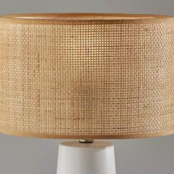 Discount Kirklands Home Rattan Shade Base Table Lamp White