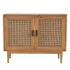 Best Kirklands Home Reclaimed Pine and Woven Cane Cabinet