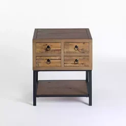 Kirklands Home Reclaimed Wood Accent Table with Keeping Drawers Brown