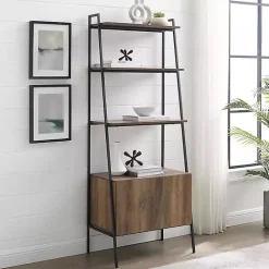 Sale Kirklands Home Reclaimed Wood Modern Ladder Bookcase with Cabinet