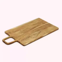 Hot Kirklands Home Rectangle Acacia Wood Paddle Handle Board Brown