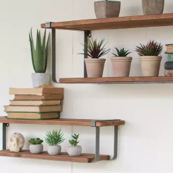 Online Kirklands Home Recycled Wood and Metal Shelves, Set of 2