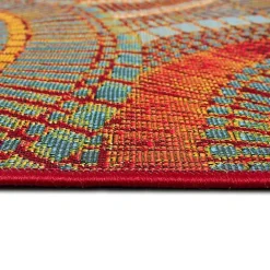 Kirklands Home Red & Blue Circles Indoor/Outdoor Rug, 3x4