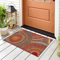 Kirklands Home Red & Blue Circles Indoor/Outdoor Rug, 3x4