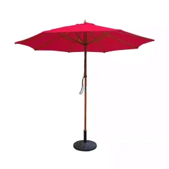 Kirklands Home 9 Ft. Wooden Pole Market Umbrella Red