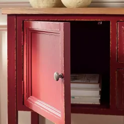 Kirklands Home & Oak 4-Drawer Charlotte Sideboard Red