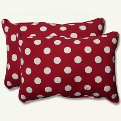 Outlet Kirklands Home Red & White Polka Dot Long Pillows, Set of 2