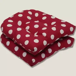 Kirklands Home Red & White Polka Dot Seat Cushions, Set of 2