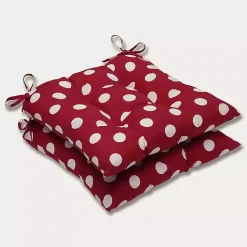 Clearance Kirklands Home Red & White Polka Dot Tufted Square Cushion Set