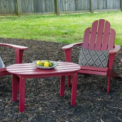Clearance Kirklands Home Acacia Wood Oval Adirondack Coffee Table Red