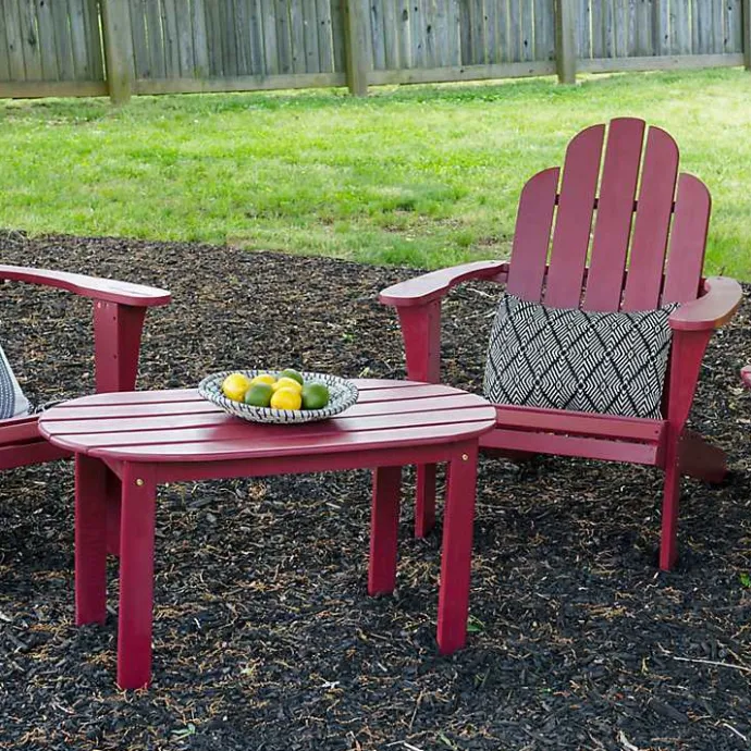 Clearance Kirklands Home Acacia Wood Oval Adirondack Coffee Table Red