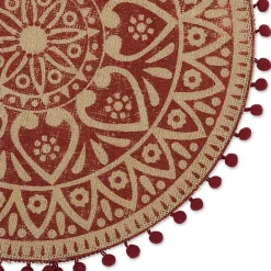 Online Kirklands Home Red and Natural Print Round Placemats, Set of 6