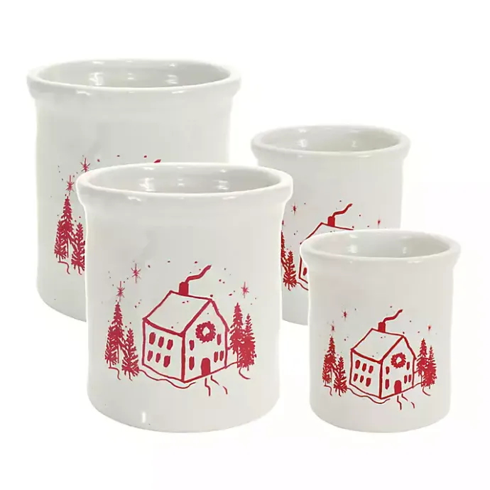 Online Kirklands Home Red and White Holiday Home Crock