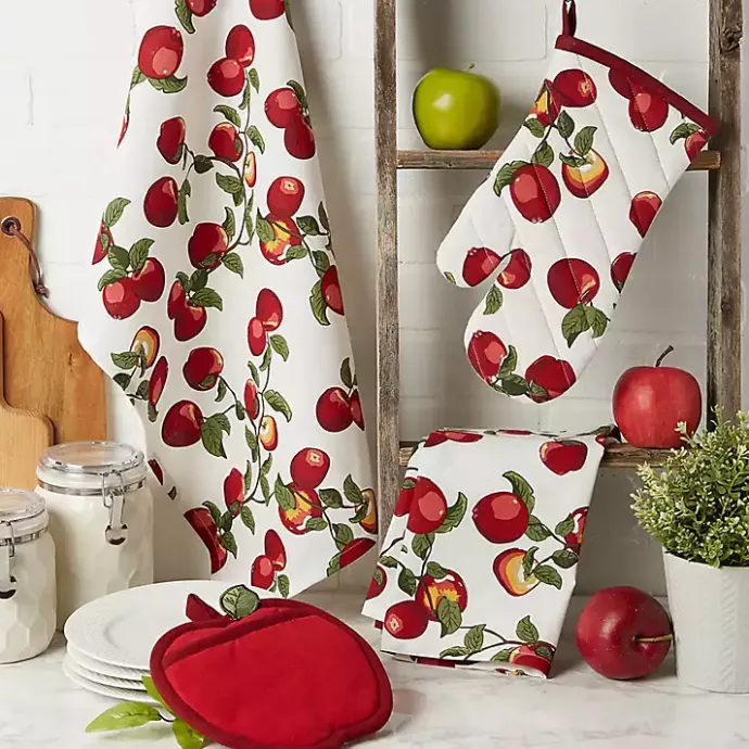 Best Kirklands Home Red Apples 4-pc. Kitchen Towel and Pot Holder Set
