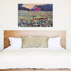 Kirklands Home Red Barn and Flowers Canvas Art Print