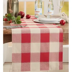 Hot Kirklands Home Red Block Plaid Table Runner, 90 in.