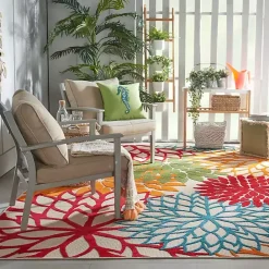 Online Kirklands Home Red Bright Floral Burst Outdoor Area Rug, 7x10