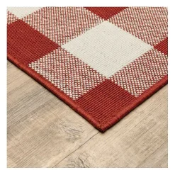 Outlet Kirklands Home Buffalo Check Outdoor Area Rug, 5x7 Red