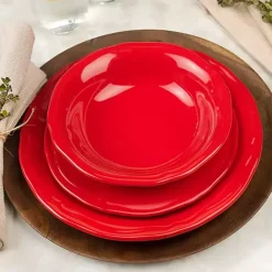 Outlet Kirklands Home Ceramic Soft Scallop 16-pc. Dinnerware Set Red
