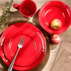 Outlet Kirklands Home Ceramic Soft Scallop 16-pc. Dinnerware Set Red