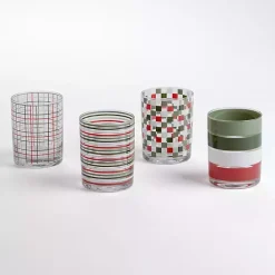 Discount Kirklands Home Red Checkered Drinking Glasses, Set of 4