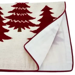 Discount Kirklands Home Red Embroidered Christmas Trees Table Runner