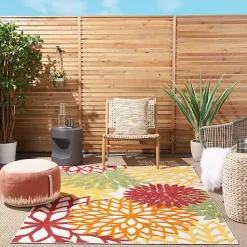Online Kirklands Home Red Floral Burst Outdoor Area Rug, 5x7