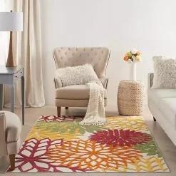 Online Kirklands Home Red Floral Burst Outdoor Area Rug, 5x7