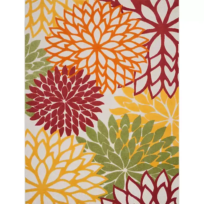 Outlet Kirklands Home Red Floral Burst Outdoor Area Rug, 7x10
