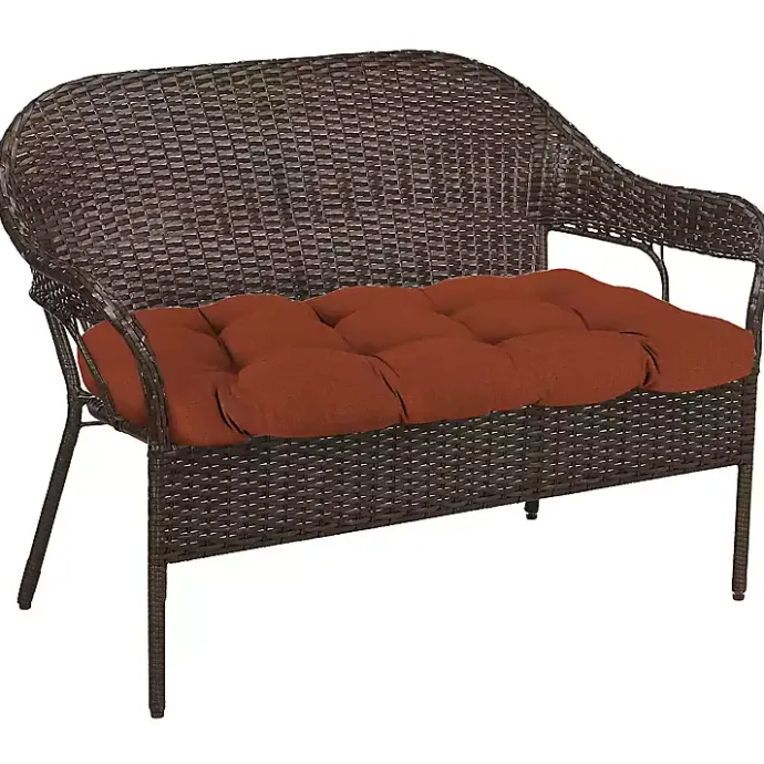 Kirklands Home French Edge Outdoor Wicker Settee Cushion Red