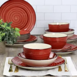 Online Kirklands Home Gia Stoneware 24-pc. Dinnerware Set Red