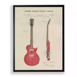 Hot Kirklands Home Red Guitar Patent Framed Art Print