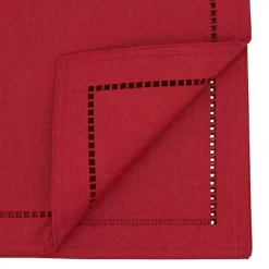 Kirklands Home Hemstitch Border Table Runner Red