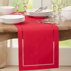 Kirklands Home Hemstitch Border Table Runner Red