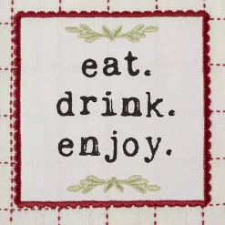 Discount Kirklands Home Red Plaid Eat Drink Enjoy 4-pc. Dish Towel Set