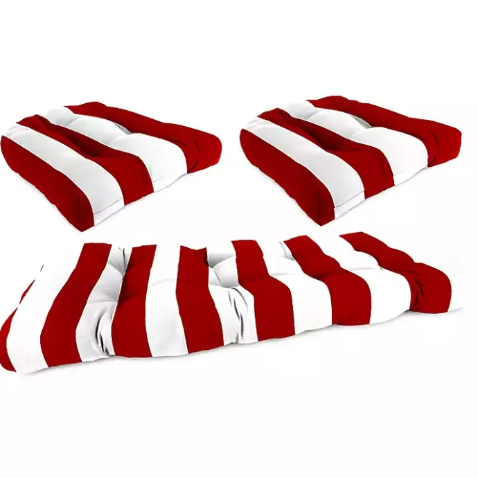 Sale Kirklands Home Red Stripe French 3-pc. Outdoor Wicker Cushion Set