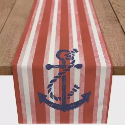 Hot Kirklands Home Red Stripes and Anchor Table Runner, 90 in.