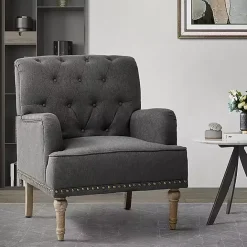 Clearance Kirklands Home Reginald Charcoal Button Tufted Armchair Gray