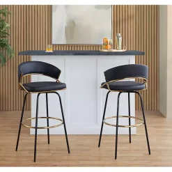 Clearance Kirklands Home Remy Swivel Bar Stools, Set of 2 Black