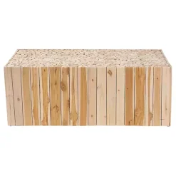 Discount Kirklands Home Repurposed Wood Logs Recgle Coffee Table Tan