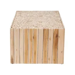 Discount Kirklands Home Repurposed Wood Logs Recgle Coffee Table Tan