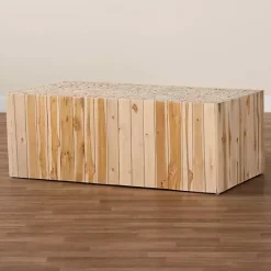 Discount Kirklands Home Repurposed Wood Logs Recgle Coffee Table Tan