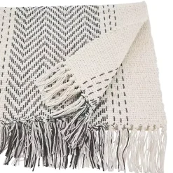Kirklands Home Rich Gray Kantha Stitch Table Runner