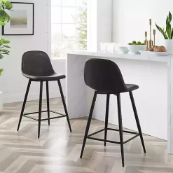 Hot Kirklands Home Rorke Faux Leather Counter Stools, Set of 2 Black