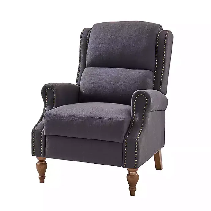 New Kirklands Home Rosalie Charcoal Upholstered Manual Recliner Gray