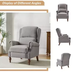 Hot Kirklands Home Rosalie Light Upholstered Manual Recliner Gray