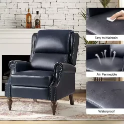 Hot Kirklands Home Rosalie Navy Faux Leather Manual Recliner Blue